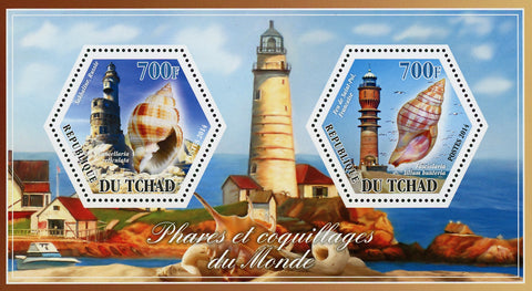 Seashell Lighthouse Seagull Russia France Souvenir Sheet of 2 Stamps Mint NH
