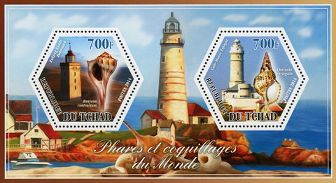Seashell Lighthouse Seagull Denmark Spain Souvenir Sheet of 2 Stamps Mint NH