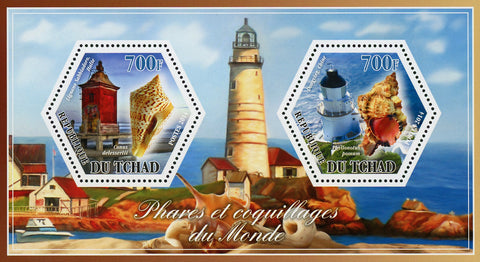 Seashell Lighthouse Seagull Italy China Souvenir Sheet of 2 Stamps Mint NH