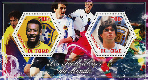 World Soccer Players Sport Pelé Maradona Souvenir Sheet of 2 Stamps Mint NH