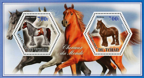 Horse Gypsy Percheron Animal Souvenir Sheet of 2 Stamps Mint NH