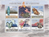 Minerals Stamp Volcano Nature Souvenir Sheet of 5 Stamps MNH