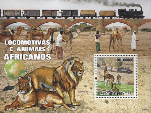 Locomotives and Animals Souvenir Sheet Mint NH