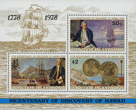 Discovery of Hawai Historical Events Souvenir Sheet of 3 Stamps MNH