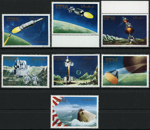 Space Rocket Landing Astronaut Serie Set of 7 Stamps MNH