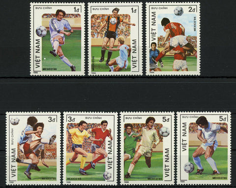 Vietnam Soccer Sport Cup Mexico '86 Serie Set of 7 Stamps Mint NH