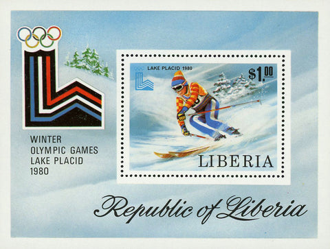 Liberia Winter Olympic Games Sport Lake Placid Souvenir Sheet Mint NH