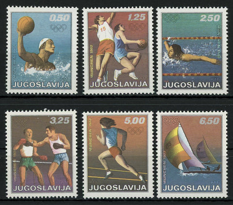Yugoslavia Olympic Games Sport Serie Set of 6 Stamps MNH