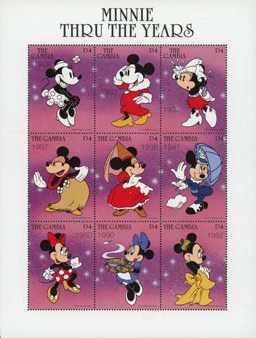 Minnie thru the Years Disney Souvenir Sheet of 9 Stamps Mint NH