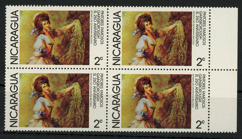 Nicaragua Thomas Gainsborough Famous Paintings Block of 4 Stamps MNH
