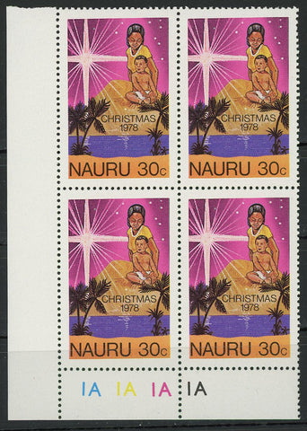 Christmas 1978 Nauru Island Palm Tree Block of 4 Stamps MNH