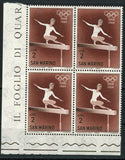Tokyo 1964 Olympics Gymnastics Sport Block of 4 Stamps MNH