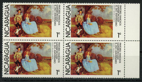 Nicaragua Famous Painters Gainsborough Art Block of 4 Stamps MNH