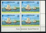 Small Open Decked Sloop Sail Boat Block of 4 Stamps MNH
