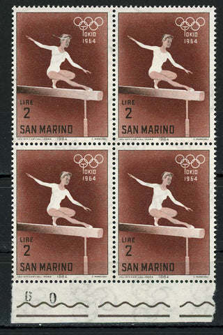 Olympic Games Tokyo 1964 Gymnastics Sports Block of 4 Stamps MNH