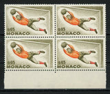 Monaco Football Association Soccer Sport Block of 4 Stamps MNH
