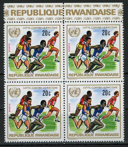 Fight Against Racism United Nations Running Sport Block of 4 Stamps MNH