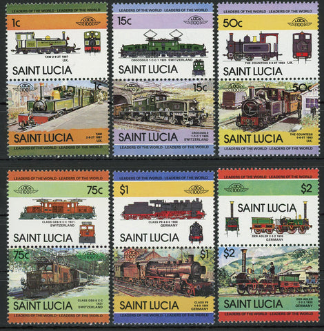 Locomotive Germany UK Switzerland Serie Set of 6 Blocks of 2 Stamps MNH