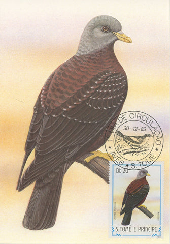 First Day Cover Postcard Bird Muriquen Columba Thomensis 1983