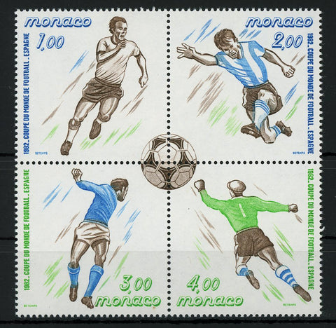 Monaco Soccer Championship Football Cup Sport Spain 1982 Block of 4 Stamps MNH