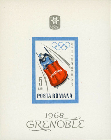 Romania Stamp Olympic Sport Skate Winter Skating Grenoble 1968 MNH