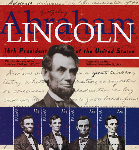 Abraham Lincoln Stamp 16th President USA Civil War 150th Anniversary S/S 4 MNH