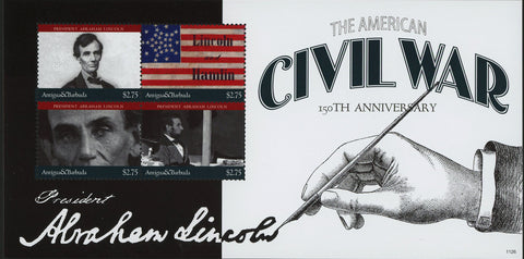 Abraham Lincoln Stamp President USA Civil War 150th Anniversary S/S of 4 MNH