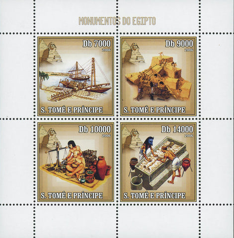Egypt Stamp Monuments Pyramides Historical Places Souvenir Sheet of 4 Mint NH