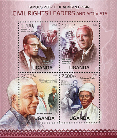 Nelson Mandela Stamp Malcolm X Activists Leaders African Souvenir Sheet Mint NH