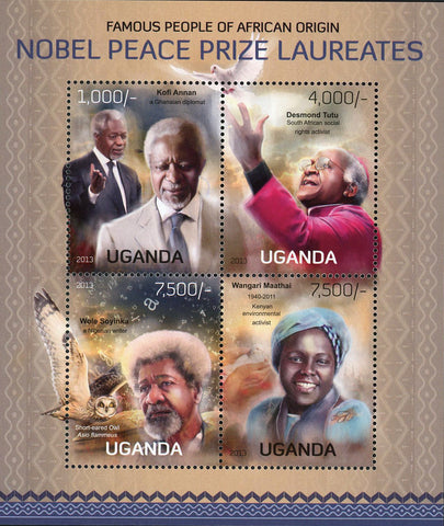 Wangari Maathai Nobel Prize African Souvenir Sheet of 4 Mint NH