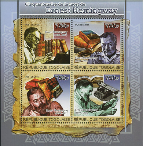 Ernest Hemingway Stamp Historical Figure Souvenir Sheet of 4 Mint NH