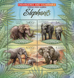 Elephant Stamp Wild Animal Vulnerable Species Souvenir Sheet of 4 Mint NH