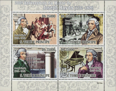 Joseph Haydn Stamp Famous People Composer Music Souvenir Sheet of 4 Mint NH