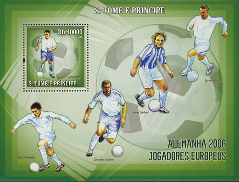 European Soccer Player Stamp David Beckham Zinedine Zidane Souvenir Sheet Mint N