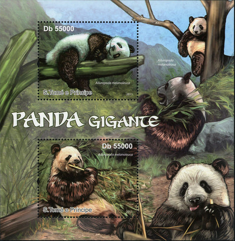 Giant Panda Stamp Wild Animal Bamboo Souvenir Sheet of 2 Mint NH