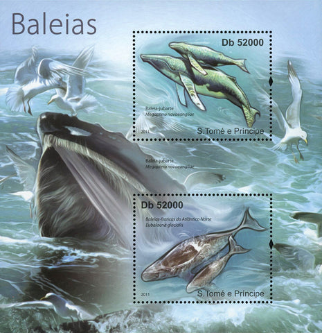 Whale Stamp Marine Fauna Ocean Souvenir Sheet of 2 Mint NH