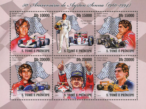 Ayrton Senna Stamp Transportation Automobile Racing Car Souvenir Sheet Mint NH