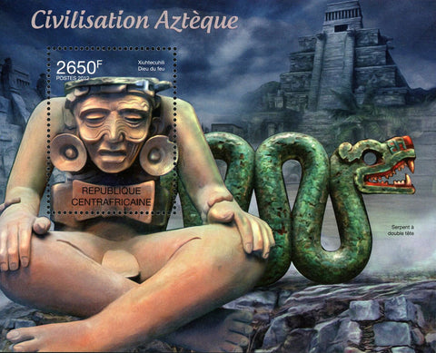 Aztec Civilization Stamp Empire Triple Alliance Fire God Souvenir Sheet Mint NH