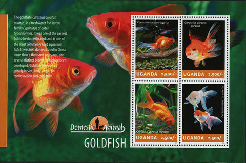 Fish Stamp Goldfish Carassius auratus Marine Fauna Souvenir Sheet of 4 Mint NH