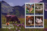 Farm Animals Stamp Cow Rabbit Hen Sheep Souvenir Sheet of 4 Mint NH