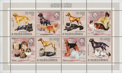 Cats and Dogs Stamp Labrador Greyhound Persian Souvenir Sheet of 6 Mint NH