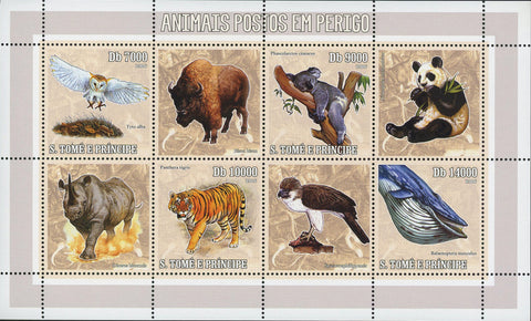 Endangered Animals Stamp Rhino Panda Owl Koala Souvenir Sheet of 6 Mint NH