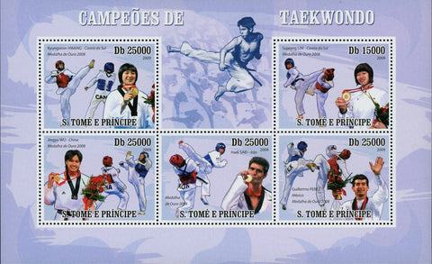 Taekwondo Stamps Champions Guillermo Perez Hadi Sael Souvenir Sheet of 5 Mint NH
