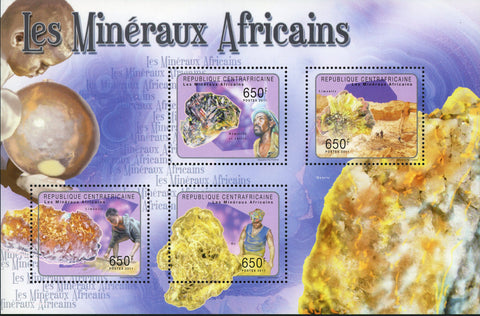 African Mineral Stamp Gold Limonite Souvenir Sheet of 4 Mint NH