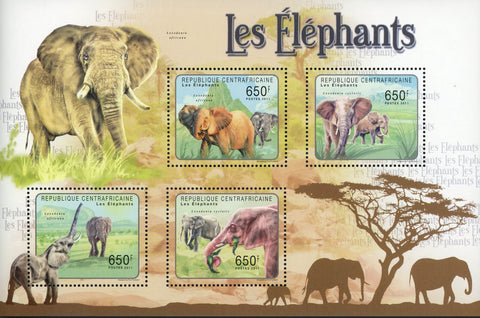 Elephant Stamp Loxodonta Africana Wild Animal Souvenir Sheet of 4 Mint NH