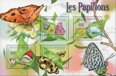 Butterfly Stamp Insect Tarucus Theophrastus Souvenir Sheet of 4 Mint NH