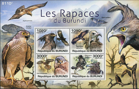 Bird of Prey Stamp Raptor Eagle Falcon Crow Souvenir Sheet of 4 Mint NH