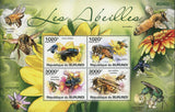 Bee Stamp Insect Honey Bee Apis Mellifera Flower Souvenir Sheet of 4 Mint NH