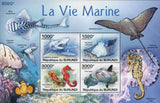 Marine Life Stamp Ocean Fish Shark Manta Rays Souvenir Sheet of 4 Mint NH