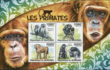 Primate Stamp Monkey Apes Lemurs Souvenir Sheet of 4 Mint NH